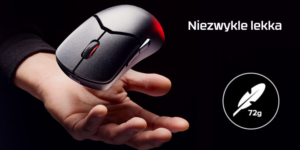 HYPERX Pulsefire Saga Pro 72 g - mysz w kolorze czarnym na ciemnym tle