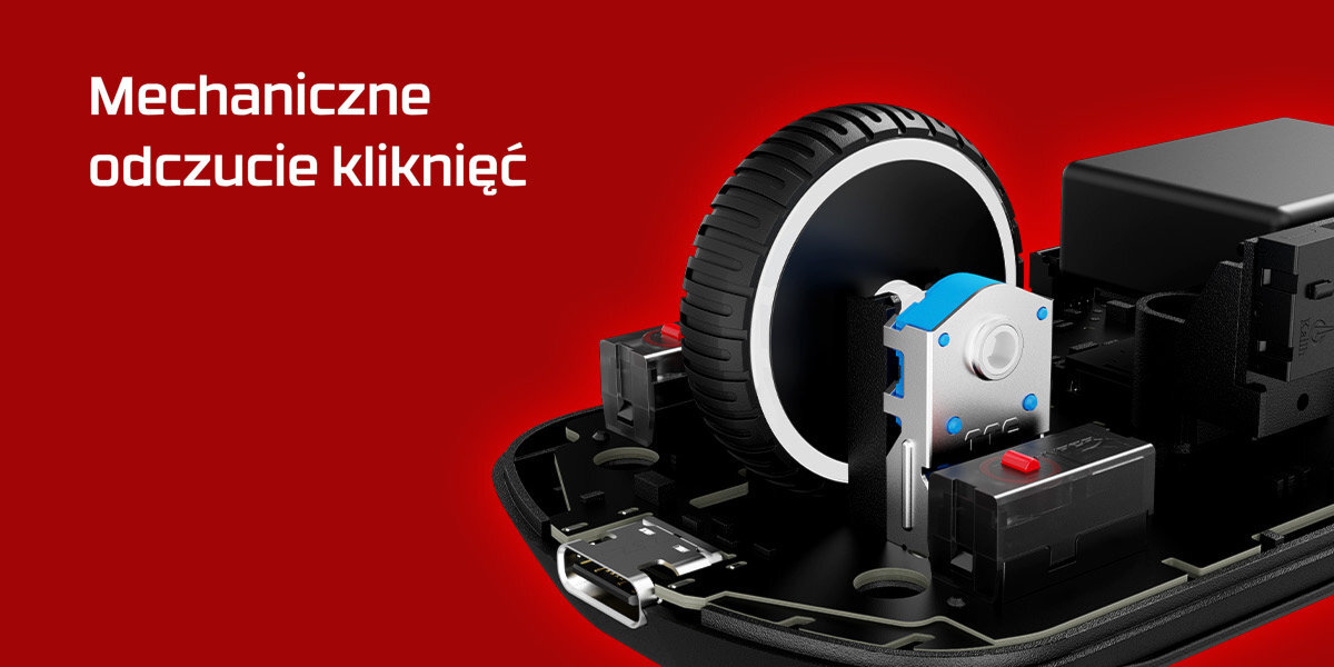 HYPERX Pulsefire Saga Pro Przełączniki HyperX technologię optyczną mechaniczne odczucie - mechanizm scrolla