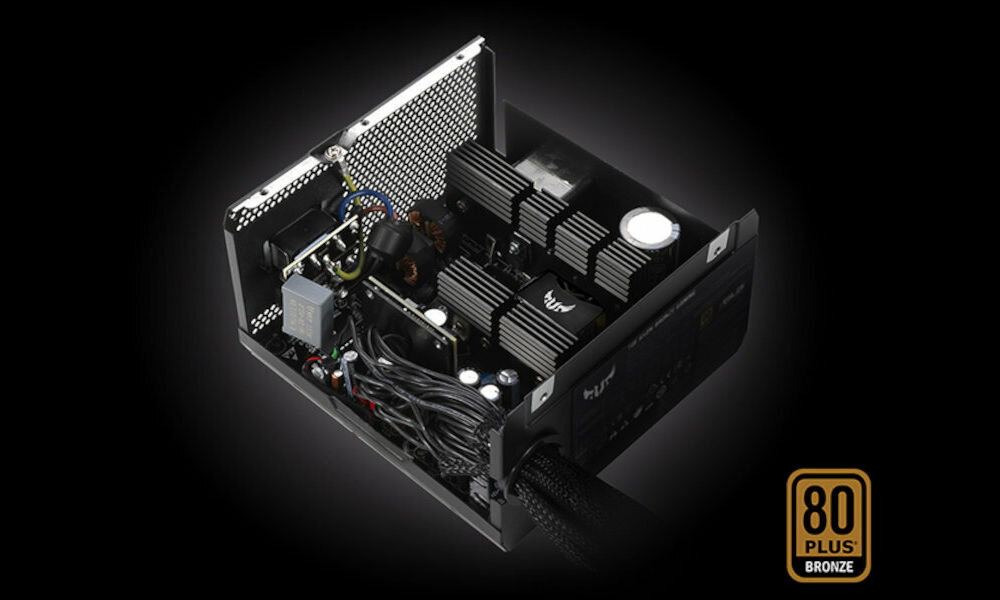 Komputer MAD DOG DIAXID605-I13DR32 i5-13400F 32GB RAM 1TB SSD Radeon RX7600 Wi-Fi,
					zasilacz ASUS TUF GAMING 650 W 80+ BRONZE o mocy 650 W, certyfikat 80 PLUS Bronze, ochrona przed zbyt wysokim prądem
					(OCP), przeciążeniowa (OPP), termiczna (OTP), przeciwprzepięciowa (OVP) i przeciwzwarciowa (SCP), wentylator 135 mm z podwójnym łożyskiem
					kulkowym, powłoka konforemna, czarne tło, zasilacz ze ściągniętą obudową, widoczne wnętrze zasilacza, logo 80 PLUS Bronze