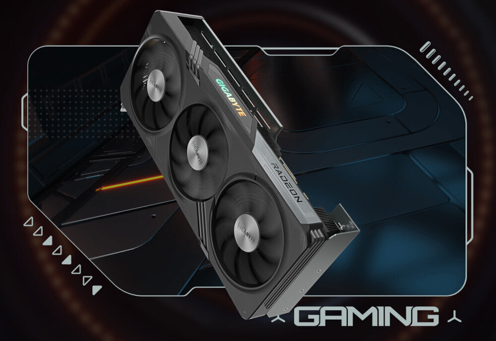 Komputer MAD DOG PBG AORUS301-A07DR32 R7-9800X3D 32GB RAM 1TB SSD Radeon RX7800XT Wi-Fi
gaming bez kompromisów, karta graficzna GIGABYTE Radeon RX 7800 XT Gaming OC 16 GB, architektura AMD RDNA 3, 3840 jednostek obliczeniowych, częstotliwość do 1565 MHz,
technologia Ray Tracingu, system chłodzenia WindForce z trzema wentylatorami o średnicy ok. 90 mm, funkcja Dual Bios, tryb OC, tryb Silent, karta graficzna pod skosem na futurystycznym tle, szary napis gaming