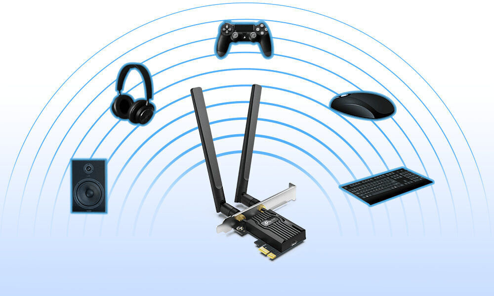 Komputer XQUANTUM XQR5R16S1TB-XA25WH R5-3600 16GB RAM 1TB SSD GeForce GT 710 DVD Wi-Fi Windows 11 Home
szybka łączność Wi-Fi, karta sieciowa TP-LINK TX55E, obsługa Wi-Fi 6, szybka łączność do 2402 MB/s, minimalne opóźnienia, szeroki zasięg, dwie anteny o dużym wzmocnieniu sygnału,
zabezpieczenia WPA3, technologie OFDMA i MU-MIMO, specjalistyczny radiator, karta sieciowa, głośnik, słuchawki, gamepad, mysz, klawiatura