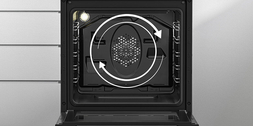 KUCHNIA BEKO FSM52331DBDS wizualizacja wnętrze środek światło drabinki grafika Termoobieg wentylator grzałka kilka poziomów Jednoczesne pieczenie