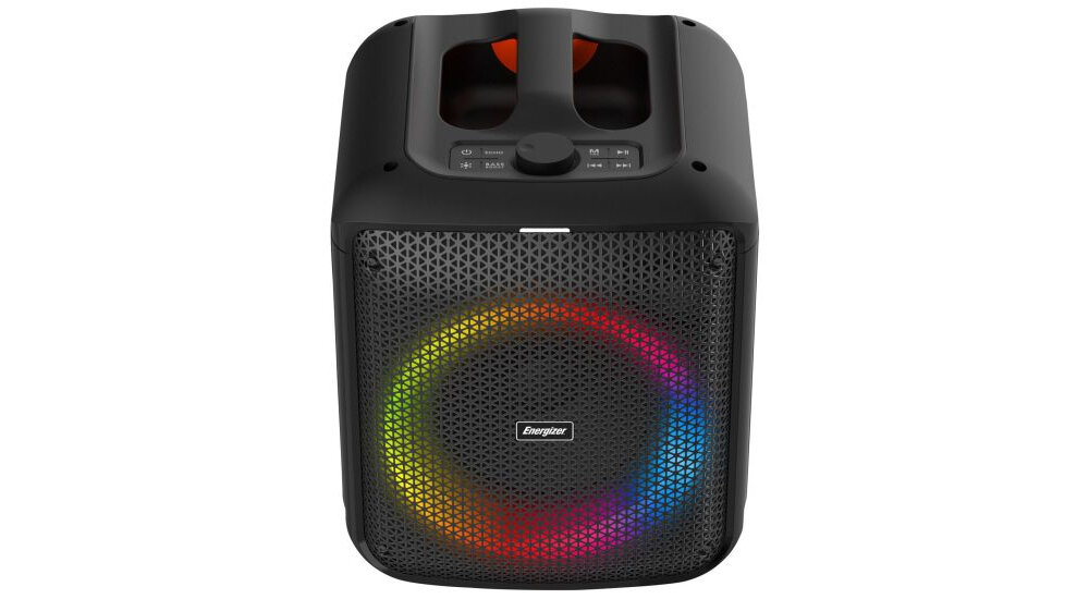 Głośnik mobilny ENERGIZER BTS458 Radio FM - efekt wizualny, podswietlenie, diody led, karaoke, muzyka, rytm - glosnik na bialym tle