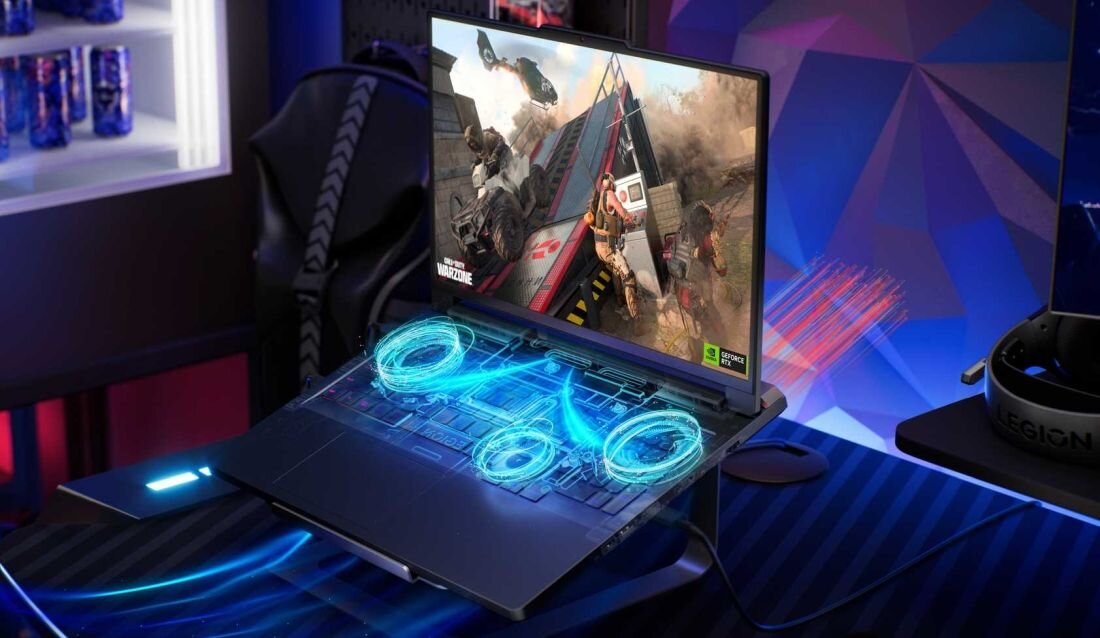 Laptop LENOVO Legion Pro 7 - Laptop LENOVO Legion Pro 7 wyposażony w system chłodzenia Legion Coldfront: Vapor. Legion Coldfront, Trzystopniowy system wentylatorów TSI