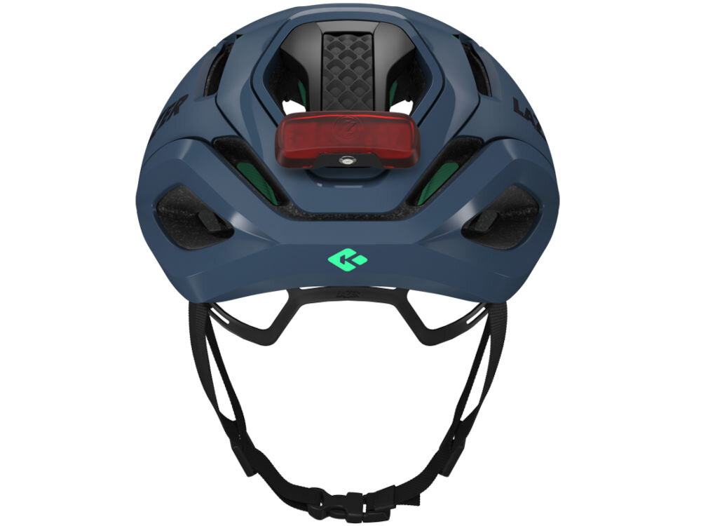 Kask rowerowy LAZER Vento KinetiCore kask rowerowy Lazer Vento KC widok od tyłu z zamontowaną czerwoną lampką LED Universal Lazer.