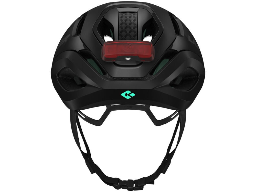 Kask rowerowy LAZER Vento KinetiCore kask rowerowy Lazer Vento KC widok od tyłu z zamontowaną czerwoną lampką LED Universal Lazer.