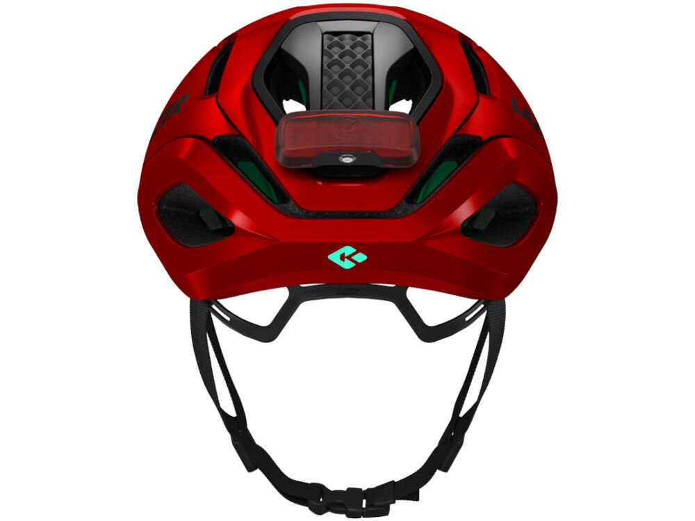 Kask rowerowy LAZER Vento KinetiCore kask rowerowy Lazer Vento KC widok od tyłu z zamontowaną czerwoną lampką LED Universal Lazer.