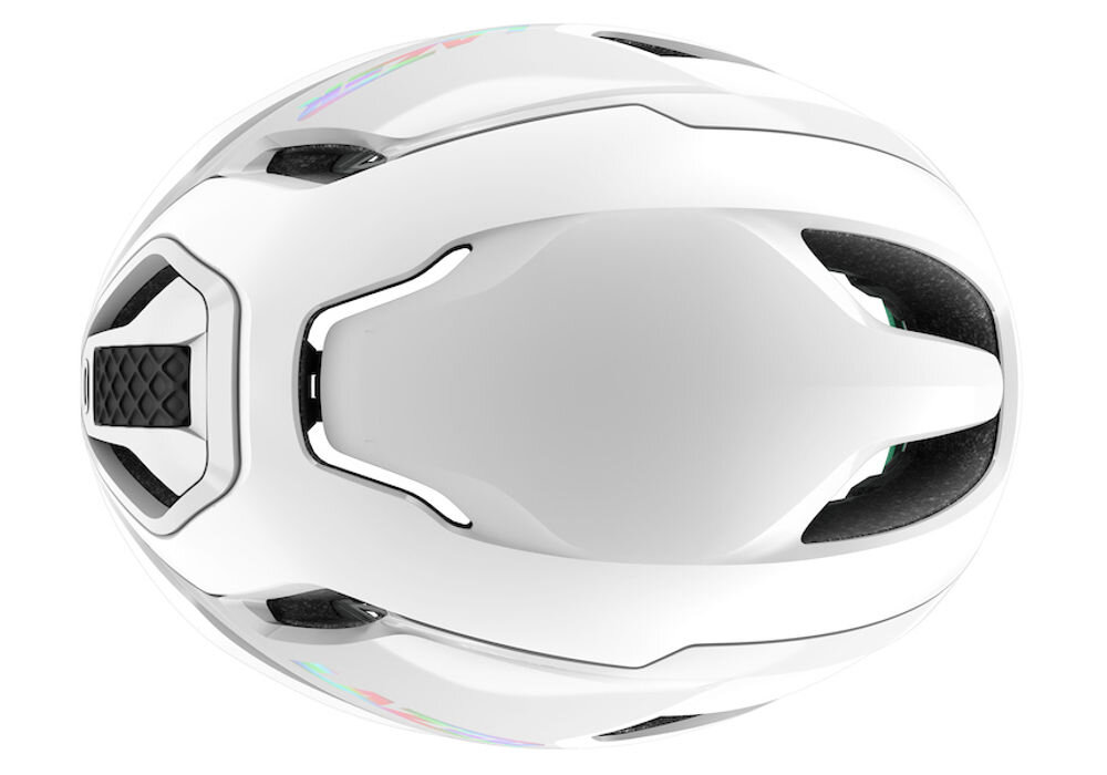 Kask rowerowy LAZER Vento KinetiCore Widok z góry na kask Lazer Vento KC pokazujący opływowy kształt i rozmieszczenie kanałów powietrznych.