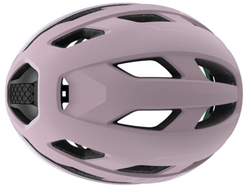 Kask rowerowy LAZER Strada KinetiCore Różowy Szosowy (rozmiar L) kask na białym tle widoczny od góry 23 przemyślane otwory wentylacyjne wspierają obieg powietrza ruchomy pas czołowy wspiera wentylację eliminuje punkty ucisku pomaga utrzymać odpowiednią temperaturę głowy