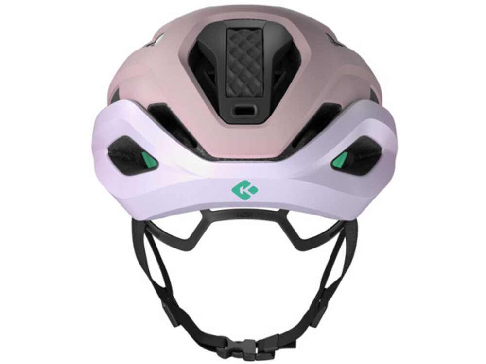 Kask rowerowy LAZER Strada KinetiCore Różowy Szosowy (rozmiar L) kask na białym tle widoczny od tyłu miejsce na kucyk dopasowanie osobom z dłuższymi włosami wygoda bezpieczeństwo