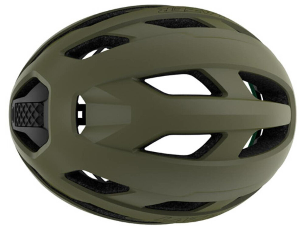 Kask rowerowy LAZER Strada KinetiCore Zielony Szosowy (rozmiar M) kask na białym tle widoczny od góry 23 przemyślane otwory wentylacyjne wspierają obieg powietrza ruchomy pas czołowy wspiera wentylację eliminuje punkty ucisku pomaga utrzymać odpowiednią temperaturę głowy