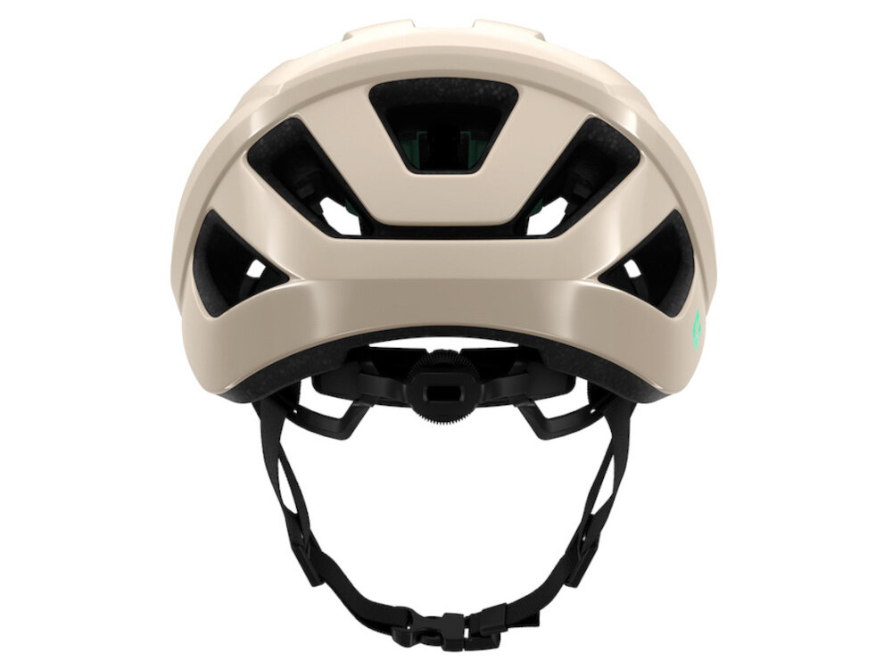 Kask rowerowy LAZER Tonic KinetiCore Beżowy Szosowy (rozmiar S) kask na białym tle widoczny od tyłu miejsce na kucyk dopasowanie osobom z dłuższymi włosami wygoda bezpieczeństwo