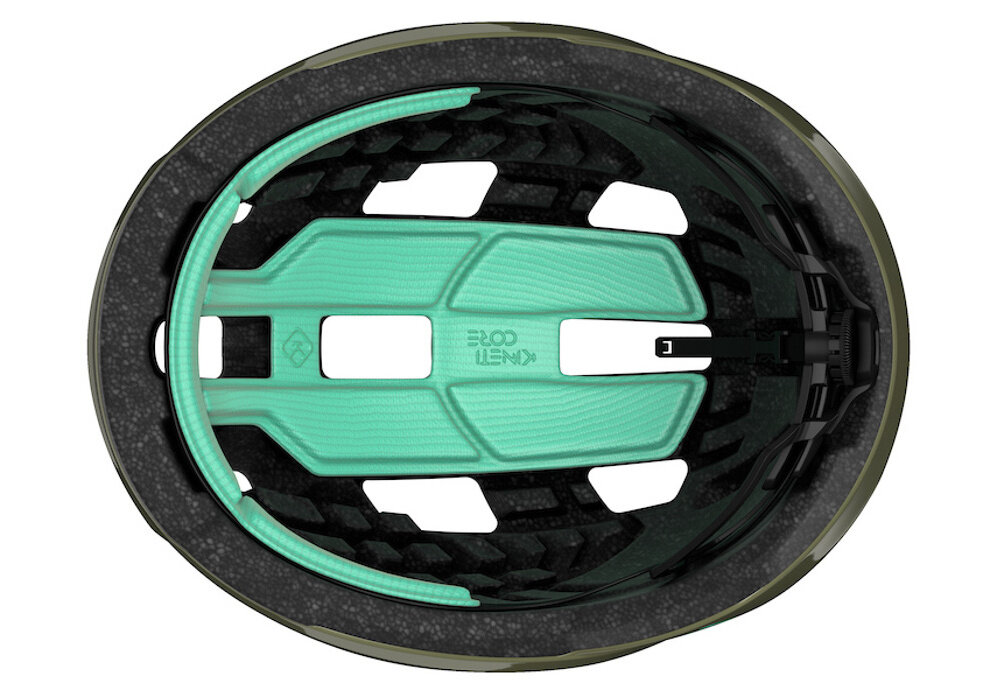 Kask rowerowy LAZER Tonic KinetiCore Zielony Szosowy (rozmiar M) kask na białym tle widoczny od wewnątrz wnętrze kasku wyposażono w miękką wyściółkę komfort materiał EPS skutecznie pochłania energię lekki waga około 240 g homologacje CE-CPSC spełnienie norm bezpieczeństwa kask został przetestowany pod kątem realnych zagrożeń zapewnia ochronę