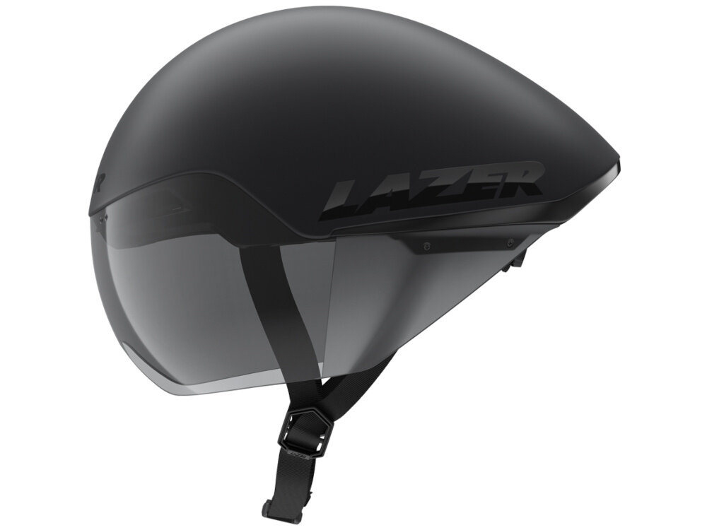Kask rowerowy LAZER Victor KinetiCore Czarny rozmiar M kask na białym tle widoczny z boku bezpieczeństwo aerodynamiczna konstrukcja