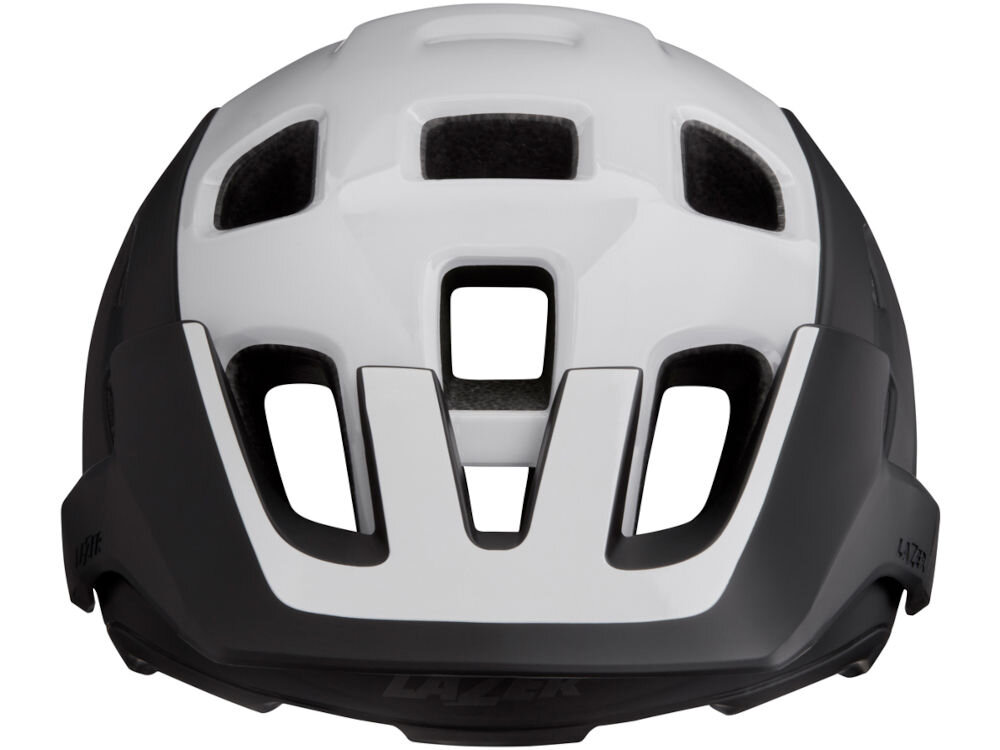 Kask rowerowy LAZER Jackal KinetiCore Czarno-biały MTB (rozmiar M) dla okularników dla osób noszących okulary miejsce na okulary