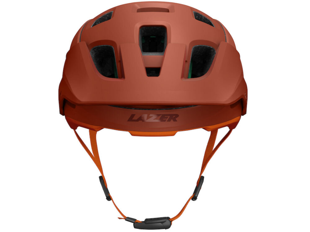 Kask rowerowy LAZER Jackal KinetiCore Pomarańczowy MTB (rozmiar L) dla okularników dla osób noszących okulary miejsce na okulary