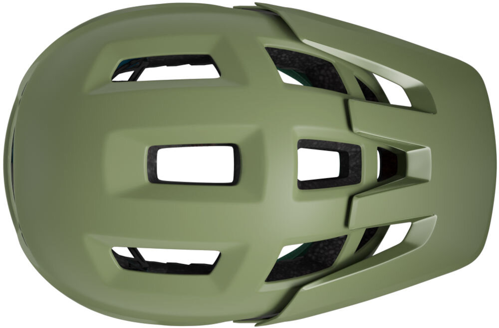 Kask rowerowy LAZER Coyote KinetiCore Zielony mat MTB (rozmiar S) widok z góry daszek ochrona przed słońcem ochrona przed deszczem
