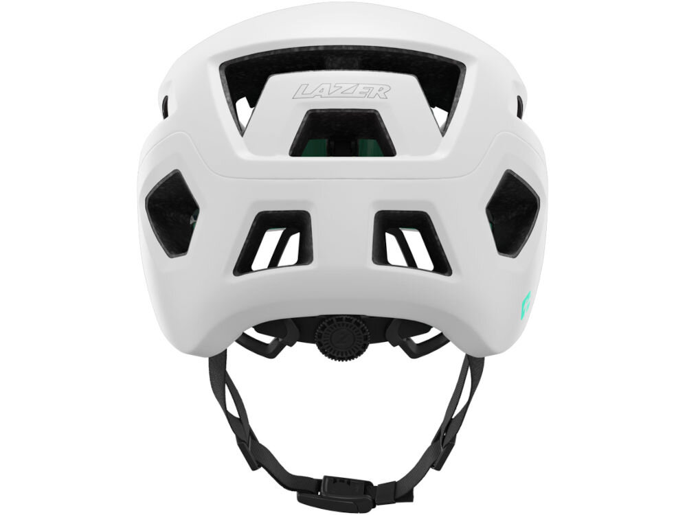 Kask rowerowy LAZER Coyote KinetiCore Biały mat MTB (rozmiar S) kask tyłem regulacja pozioma regulacja pionowa pokrętło Lazer Advanced TurnSys