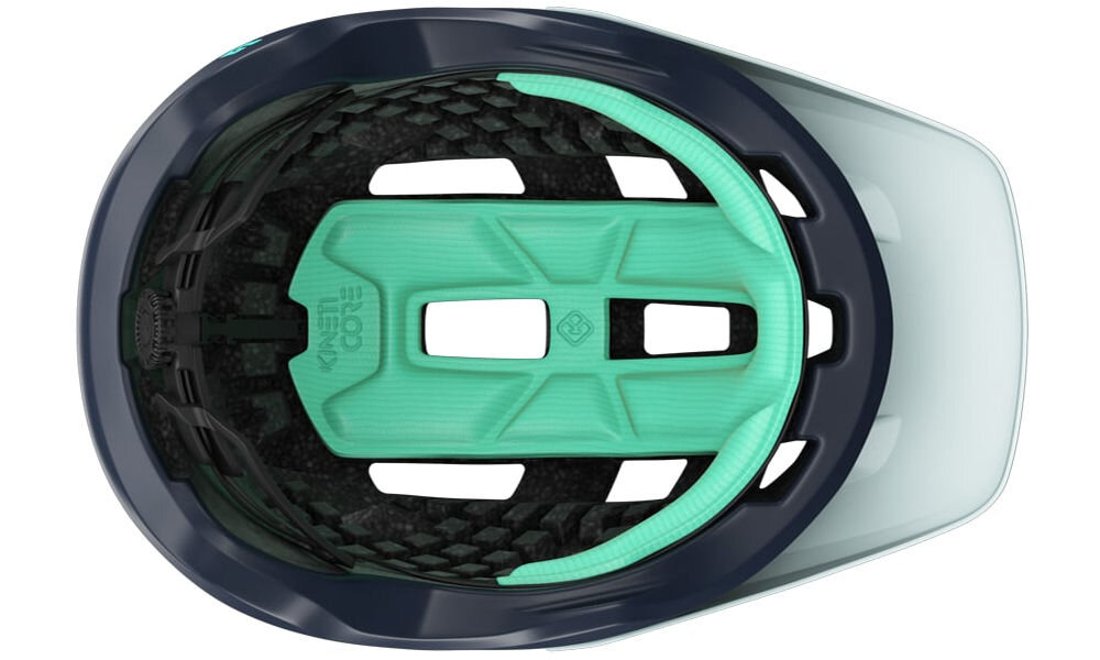 Kask rowerowy LAZER Coyote KinetiCore Niebieski mat MTB (rozmiar S) widok od dołu kompatybilny z zestawem zimowym kask na zimę kask na cały rok