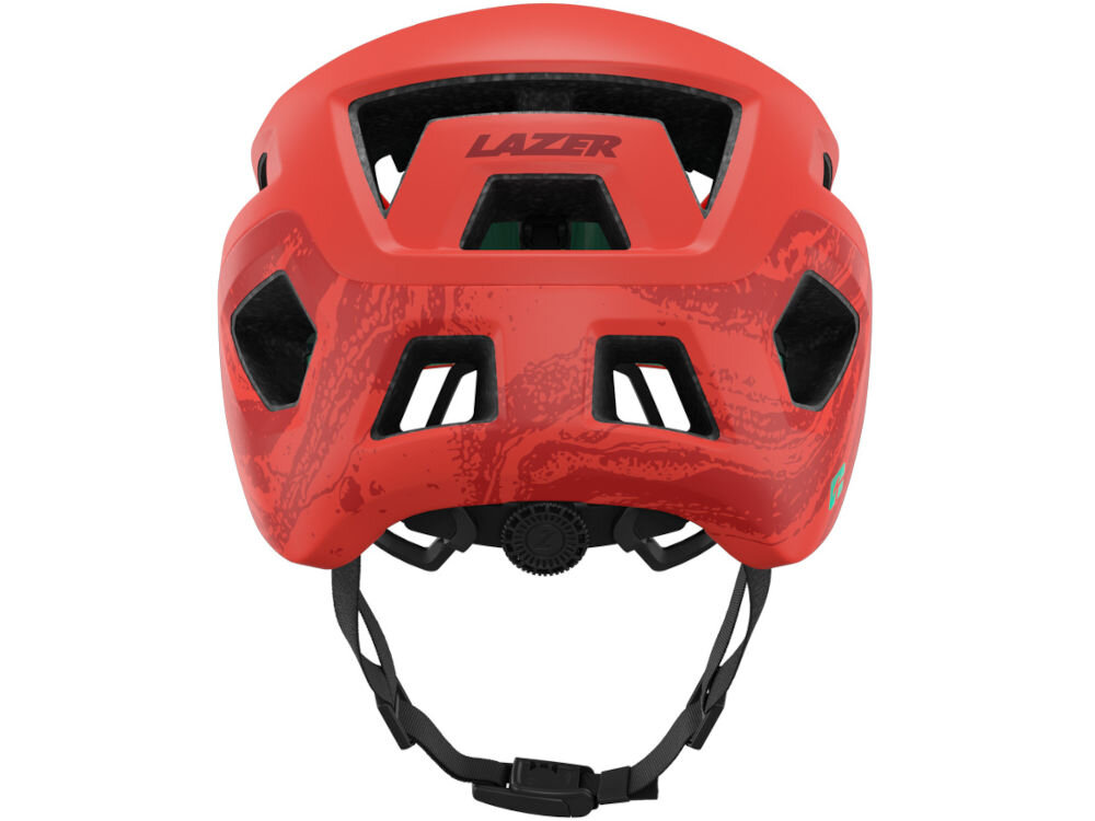 Kask rowerowy LAZER Coyote KinetiCore Czerwony mat MTB (rozmiar L) kask tyłem regulacja pozioma regulacja pionowa pokrętło Lazer Advanced TurnSys