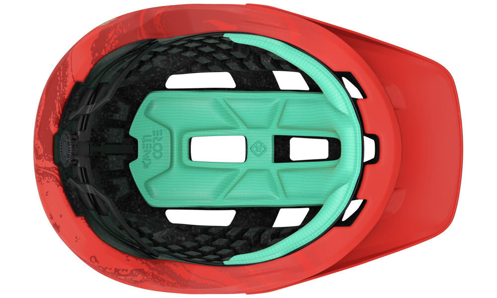Kask rowerowy LAZER Coyote KinetiCore Czerwony mat MTB (rozmiar M) widok od dołu kompatybilny z zestawem zimowym kask na zimę kask na cały rok
