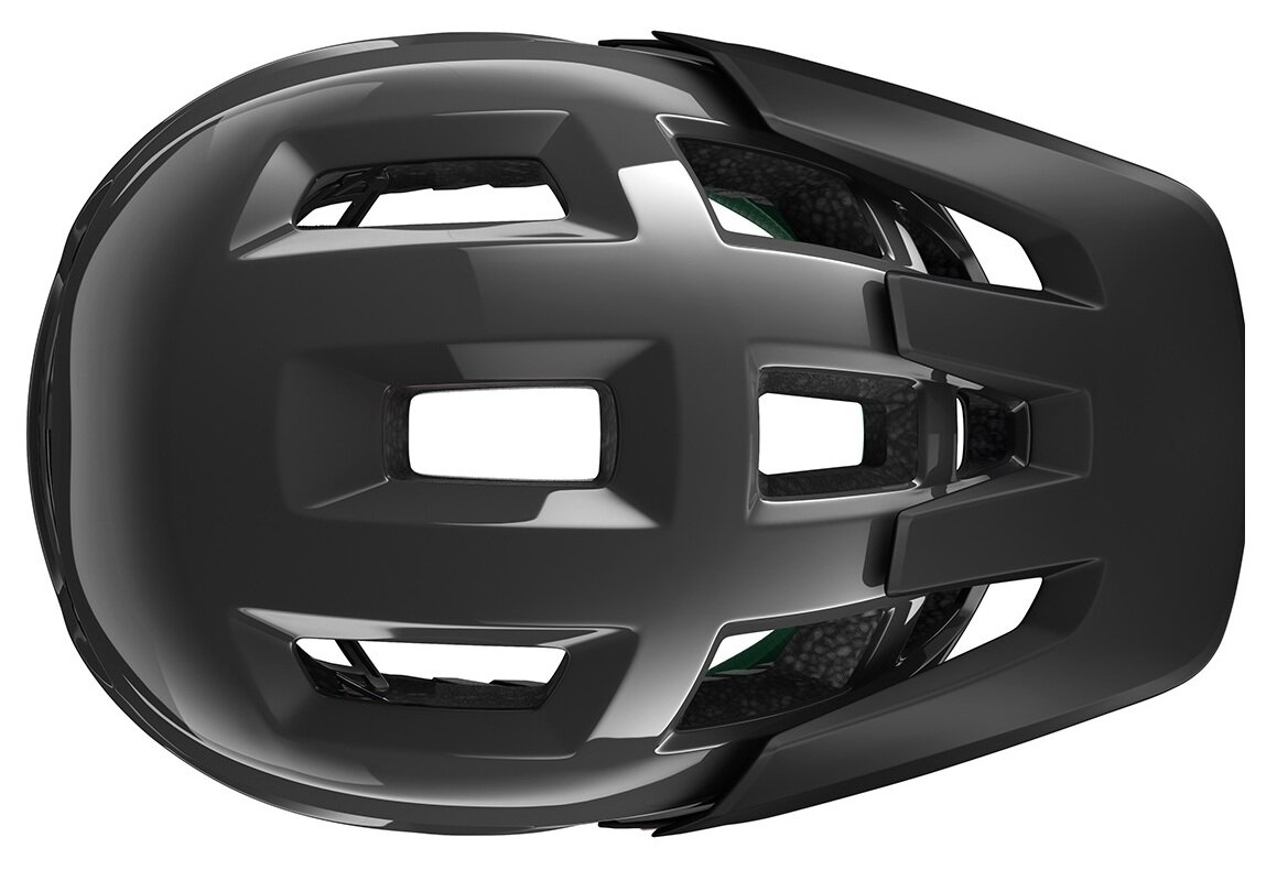 Kask rowerowy LAZER Coyote KinetiCore Tytanowy MTB (rozmiar L) widok z góry daszek ochrona przed słońcem ochrona przed deszczem