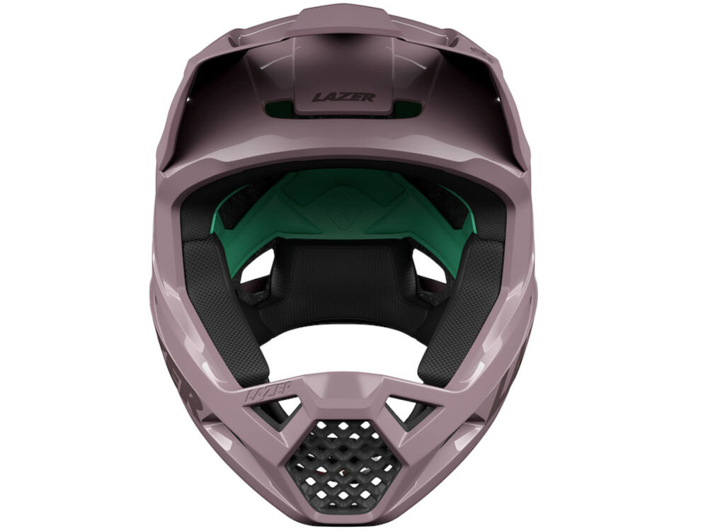 Kask rowerowy LAZER Chase KinetiCore widok od przodu z szerokim polem widzenia i kratką wentylacyjną na szczęce