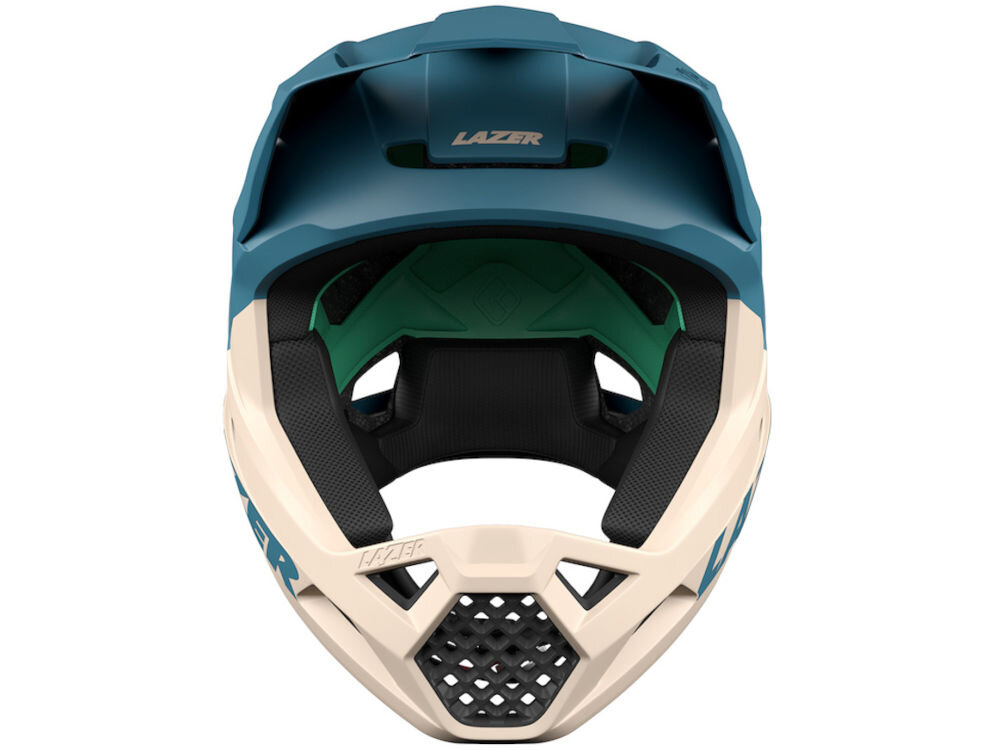 Kask rowerowy LAZER Chase KinetiCore widok od przodu z szerokim polem widzenia i kratką wentylacyjną na szczęce