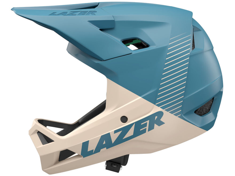 Kask rowerowy LAZER Chase KinetiCore widok z lewego profilu z widocznym daszkiem i otworami wentylacyjnymi