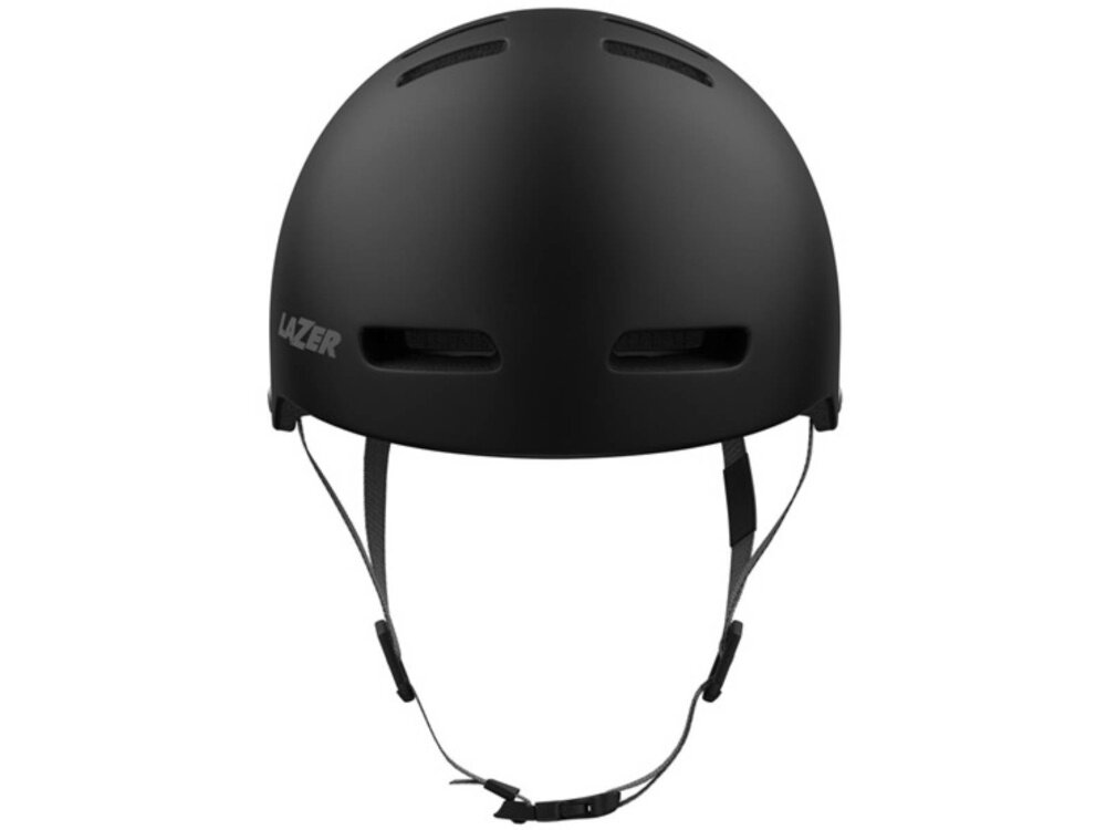 Kask LAZER Armor 2.0 Czarny mat (rozmiar L) kask na białym tle widoczny od przodu skuteczna ochrona głowy konstrukcja in-mold zewnętrzna skorupa z tworzywa sztucznego trwale łączy się z pianką EPS bezpieczeństwo użytkownika jazda w różnych warunkach