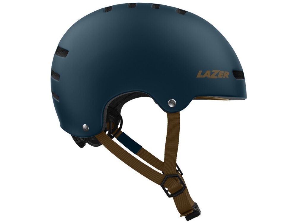 Kask LAZER Armor 2.0 Ciemnoniebieski (rozmiar S) kask na białym tle widoczny z boku ochrona lekkość bezpieczeństwo
