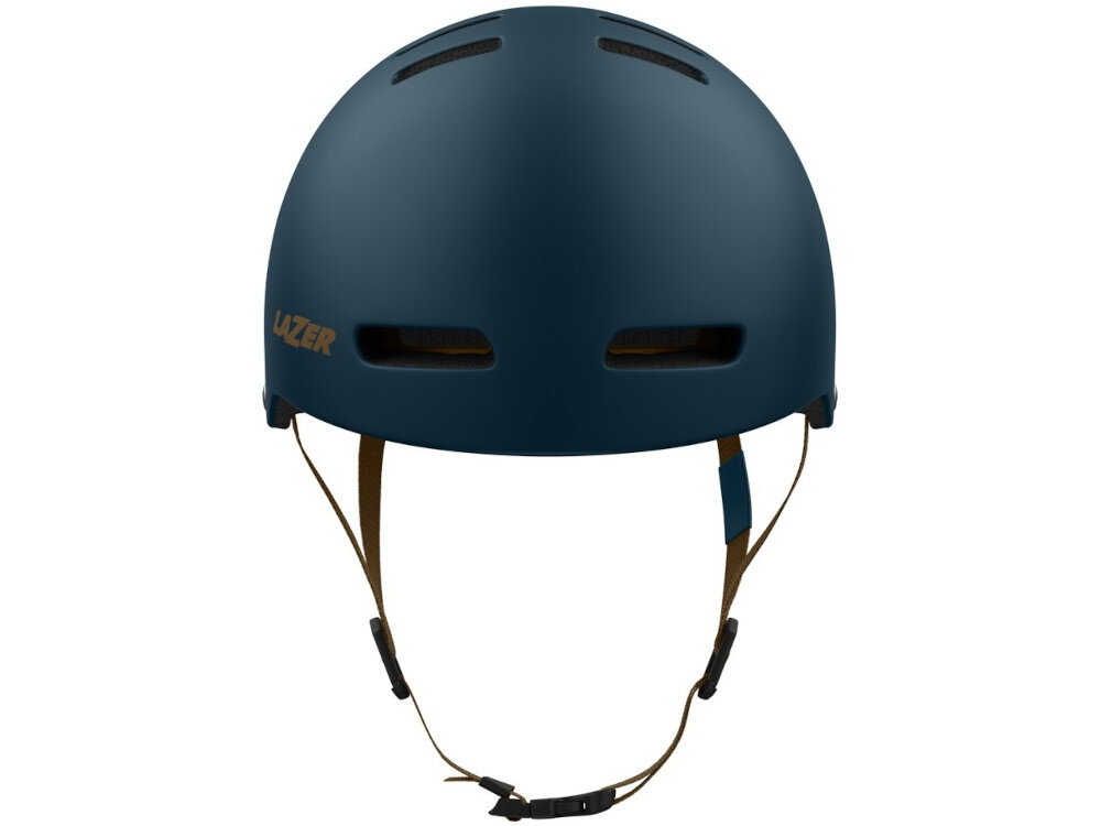 Kask LAZER Armor 2.0 Ciemnoniebieski (rozmiar S) kask na białym tle widoczny od przodu skuteczna ochrona głowy konstrukcja in-mold zewnętrzna skorupa z tworzywa sztucznego trwale łączy się z pianką EPS bezpieczeństwo użytkownika jazda w różnych warunkach