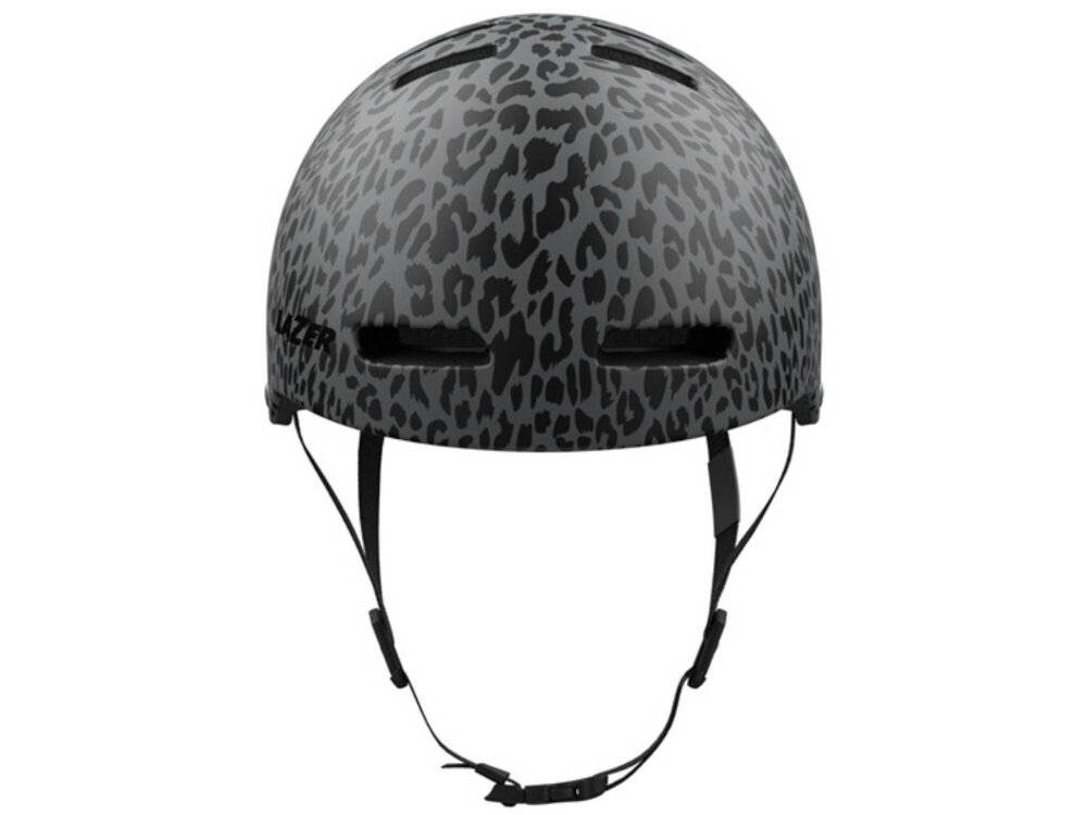 Kask LAZER Armor 2.0 Leopard (rozmiar L) kask na białym tle widoczny od przodu skuteczna ochrona głowy konstrukcja in-mold zewnętrzna skorupa z tworzywa sztucznego trwale łączy się z pianką EPS bezpieczeństwo użytkownika jazda w różnych warunkach