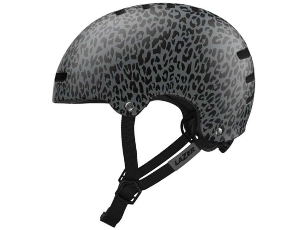 Kask LAZER Armor 2.0 Leopard (rozmiar L) kask na białym tle widoczny z boku waga 275 gramów nie obciąża głowy mniejsze zmęczenie szyi i większy komfort pełna swoboda ruchów poczucie lekkości