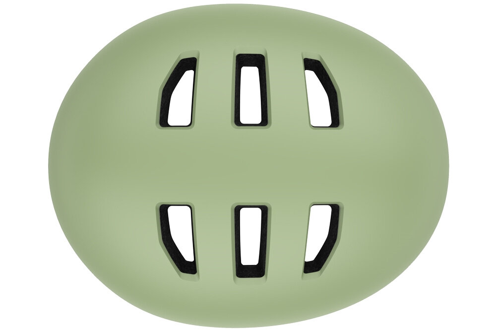 Kask rowerowy LAZER Maze KinetiCore Zielony Miejski(rozmiar M/L) kask na białym tle widoczny z góry 12 przemyślanych otworów wentylacyjnych wspierają obieg powietrza opatentowana technologia LAZER EcoLoc nie użyto do montażu kleju łatwy demontaż kasku i właściwe posortowanie odpadów