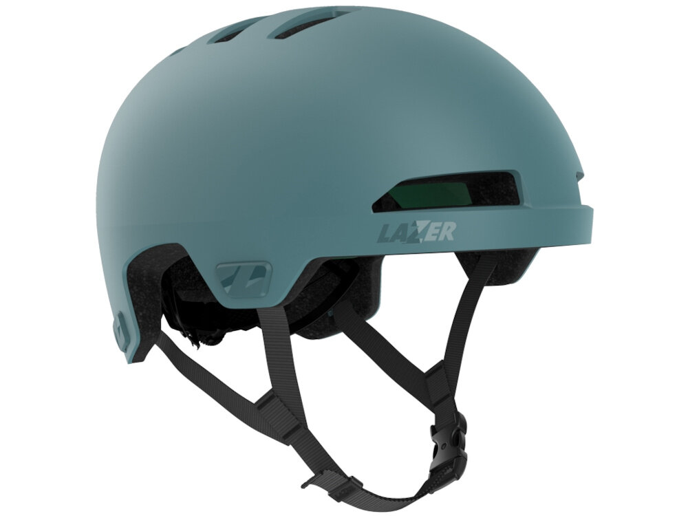 Kask rowerowy LAZER Maze KinetiCore Niebieski Miejski(rozmiar S/M) kask na białym tle widoczny od przodu pod skosem rekreacyjnych kolarzach miejskich lekkiej konstrukcji z poliwęglanu wewnętrznej warstwie EPS skuteczną ochronę przy zachowaniu wygody użytkowania Strefa kontrolowanego zgniotu ogranicza ryzyko kontuzji poczucie kontroli podczas jazdy