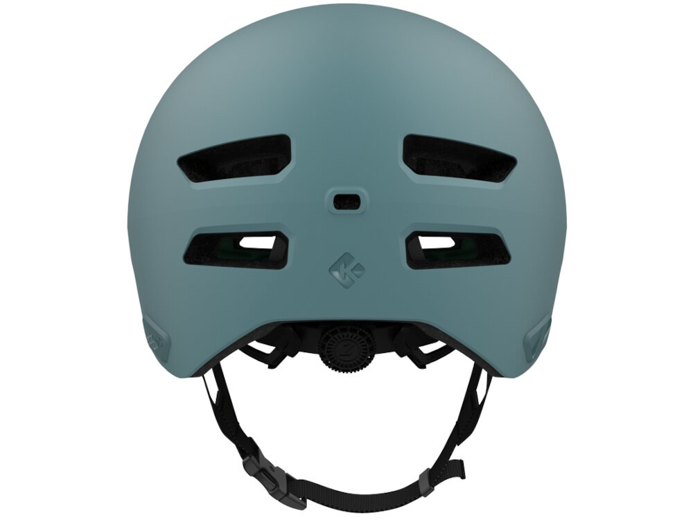 Kask rowerowy LAZER Maze KinetiCore Niebieski Miejski (rozmiar S/M) kask na białym tle widoczny od tyłu miejsce do zamontowania opcjonalnej lampki LED zwiększa widoczność po zmroku i w warunkach ograniczonego oświetlenia bezpieczeństwo w ruchu miejskim