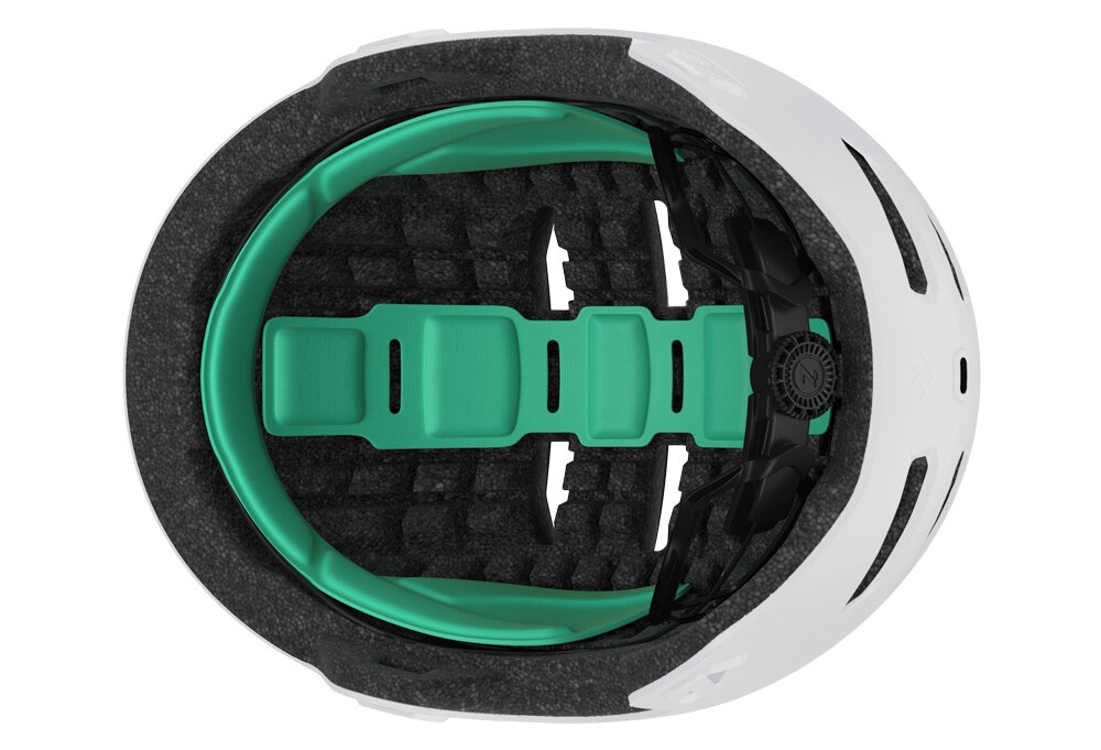 Kask rowerowy LAZER Maze KinetiCore Kremowy Miejski(rozmiar S/M) kask na białym tle widoczny od wewnątrz wnętrze kasku wyposażono w miękką wyściółkę komfort materiał EPS skutecznie pochłania energię lekki waga około 420 g homologacje CE EN 1078 CPSC i ASTM spełnienie norm bezpieczeństwa kask został przetestowany pod kątem realnych zagrożeń zapewnia ochronę