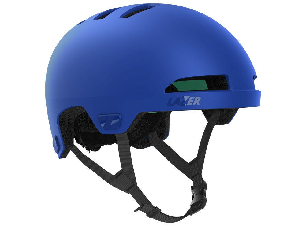 Kask rowerowy LAZER Maze Jr KinetiCore Niebieski dla Dzieci(rozmiar S/M) kask na białym tle widoczny od przodu pod skosem bezpieczeństwo dziecka podczas jazdy na rowerze lekka konstrukcja z poliwęglanu wewnętrzna warstwa EPS skuteczna ochrona przy zachowaniu wygody użytkowania strefa kontrolowanego zgniotu ogranicza ryzyko kontuzji poczucie kontroli podczas jazdy