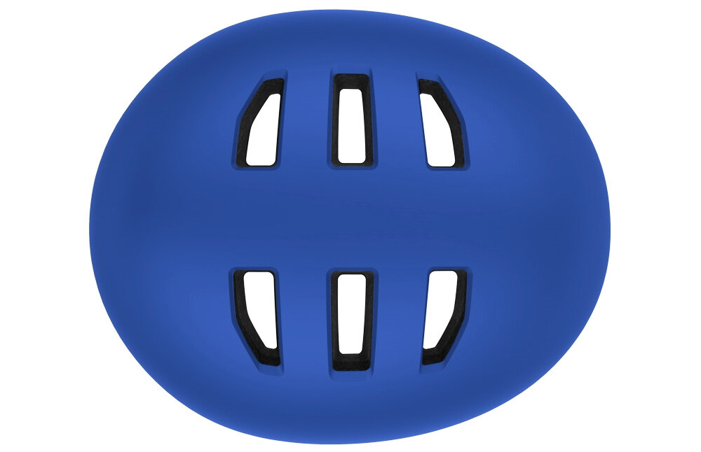 Kask rowerowy LAZER Maze Jr KinetiCore Niebieski dla Dzieci(rozmiar S/M) kask na białym tle widoczny z góry 12 przemyślanych otworów wentylacyjnych wspierają obieg powietrza opatentowana technologia LAZER EcoLoc nie użyto do montażu kleju łatwy demontaż kasku i właściwe posortowanie odpadów