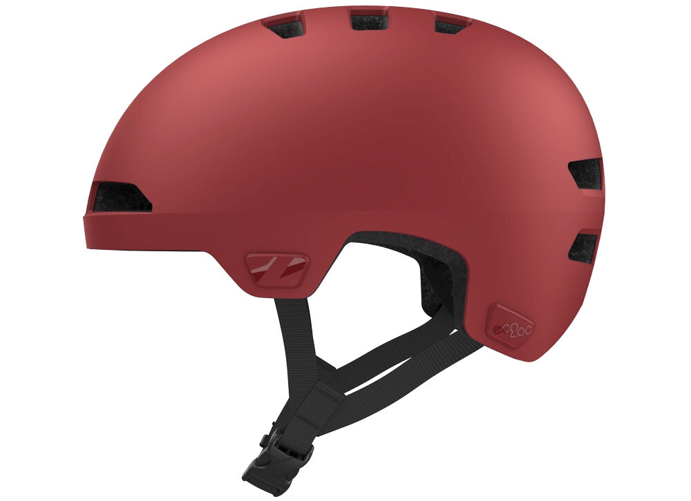 Kask rowerowy LAZER Maze Jr KinetiCore Czerwony dla Dzieci(rozmiar S/M) na białym tle widoczny z boku bezpieczeństwo komfort wsparcie