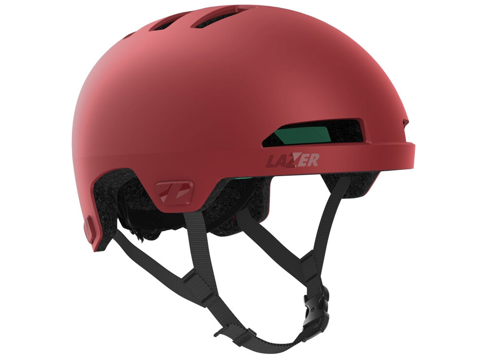 Kask rowerowy LAZER Maze Jr KinetiCore Czerwony dla Dzieci(rozmiar S/M) kask na białym tle widoczny od przodu pod skosem bezpieczeństwo dziecka podczas jazdy na rowerze lekka konstrukcja z poliwęglanu wewnętrzna warstwa EPS skuteczna ochrona przy zachowaniu wygody użytkowania strefa kontrolowanego zgniotu ogranicza ryzyko kontuzji poczucie kontroli podczas jazdy