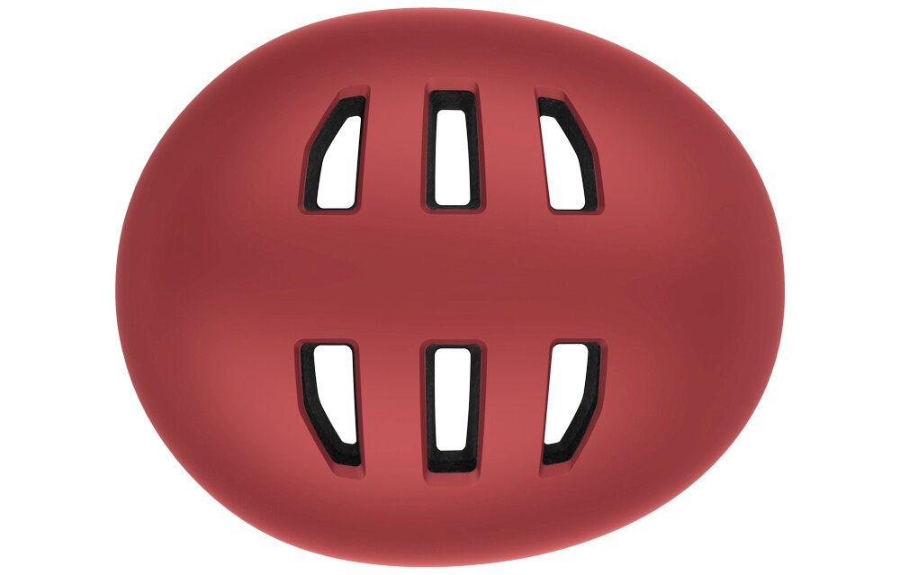 Kask rowerowy LAZER Maze Jr KinetiCore Czerwony dla Dzieci(rozmiar S/M) kask na białym tle widoczny z góry 12 przemyślanych otworów wentylacyjnych wspierają obieg powietrza opatentowana technologia LAZER EcoLoc nie użyto do montażu kleju łatwy demontaż kasku i właściwe posortowanie odpadów