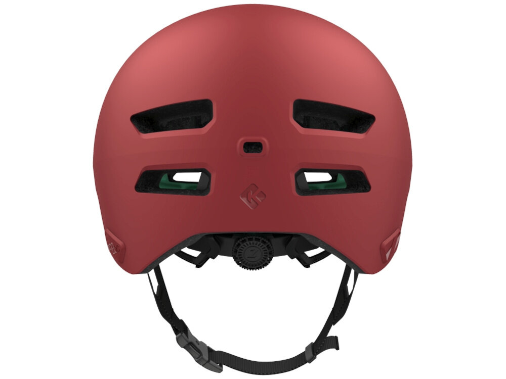 Kask rowerowy LAZER Maze Jr KinetiCore Czerwony dla Dzieci (rozmiar S/M) kask na białym tle widoczny od tyłu miejsce do zamontowania opcjonalnej lampki LED zwiększa widoczność po zmroku i w warunkach ograniczonego oświetlenia bezpieczeństwo w ruchu miejskim