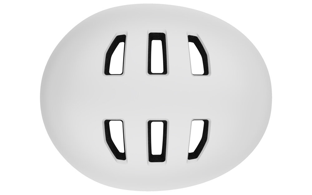 Kask rowerowy LAZER Maze Jr KinetiCore Biały dla Dzieci(rozmiar S/M) kask na białym tle widoczny z góry 12 przemyślanych otworów wentylacyjnych wspierają obieg powietrza opatentowana technologia LAZER EcoLoc nie użyto do montażu kleju łatwy demontaż kasku i właściwe posortowanie odpadów