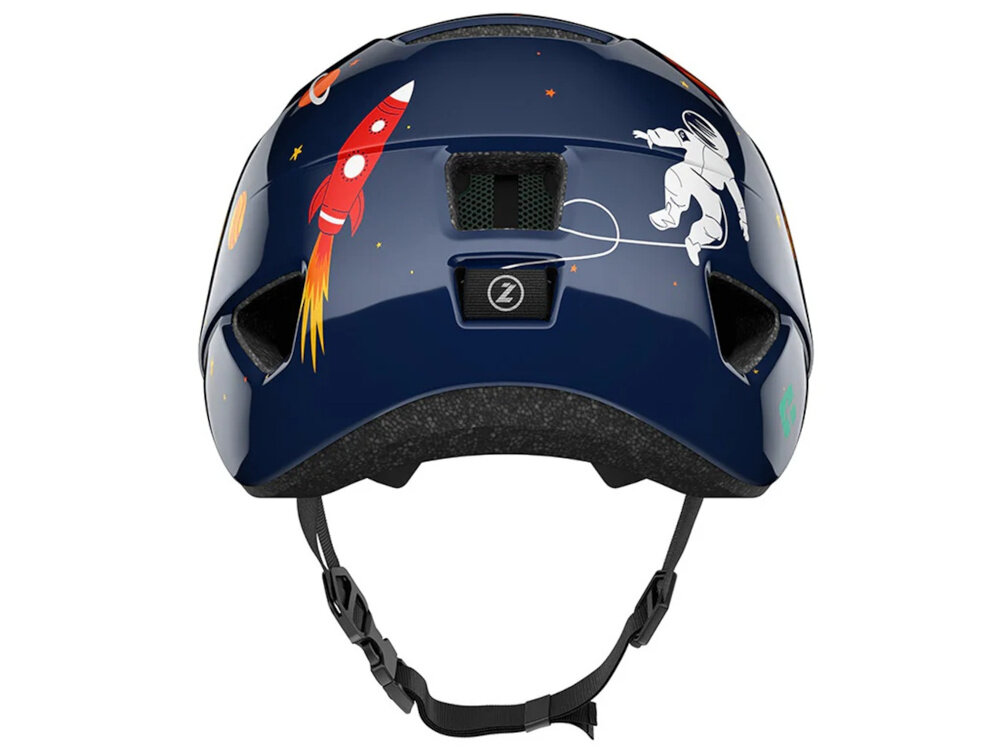 Kask rowerowy LAZER Nutz KinetiCore 2.0 Granatowy dla Dzieci (rozmiar 50-56) kask na białym tle widoczny od tyłu siateczka przeciw owadom zapobiega dostawaniu się owadów do wnętrza poprawia komfort i bezpieczeństwo