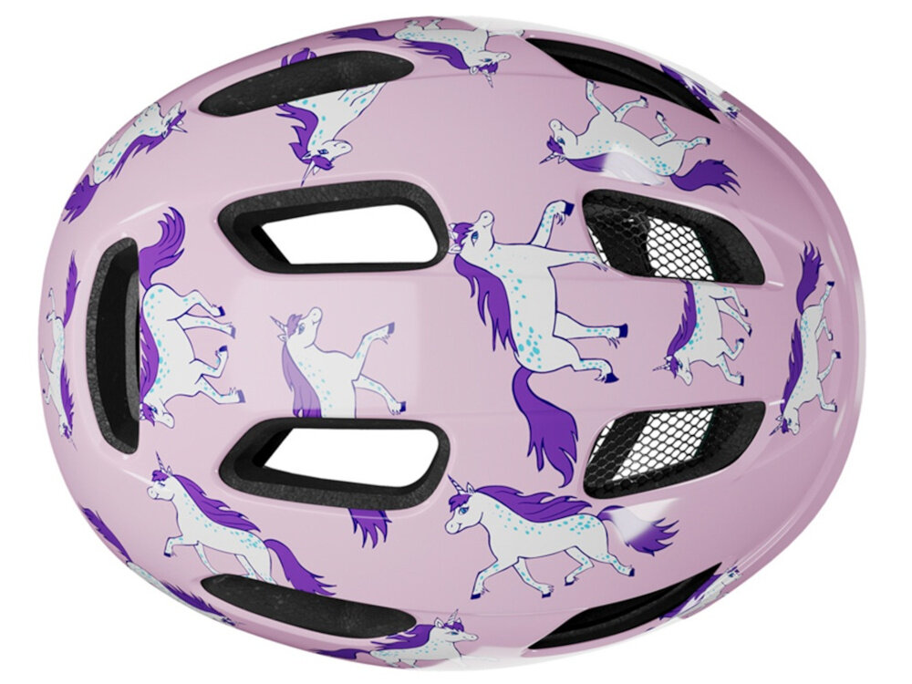 Kask rowerowy LAZER Nutz KinetiCore 2.0 Różowy dla Dzieci (rozmiar 50-56) kask na białym tle widoczny z góry widok na otwory wentylacyjne 12 przemyślanych otworów wentylacyjnych wspierają efektywny obieg powietrza wewnątrz kasku dziecko odczuwa mniejsze nagrzewanie głowy równomierne chłodzenie bez utraty bezpieczeństwa spokojna i przyjemna jazda