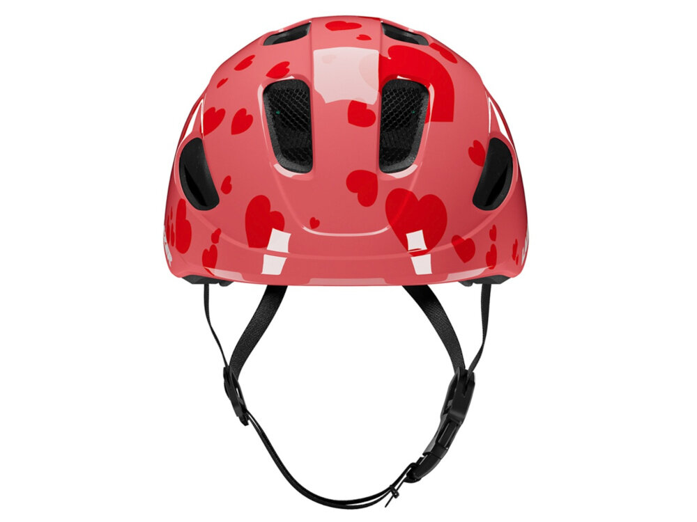 Kask rowerowy LAZER Nutz KinetiCore 2.0 Czerwony dla Dzieci (rozmiar 50-56) kask na białym tle widoczny od przodu bezpieczeństwo ochrona komfort bezpieczna jazda na rowerze