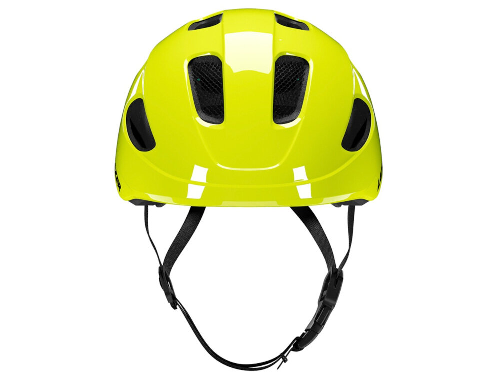 Kask rowerowy LAZER Nutz KinetiCore 2.0 Żółty dla Dzieci (rozmiar 50-56) kask na białym tle widoczny od przodu bezpieczeństwo ochrona komfort bezpieczna jazda na rowerze