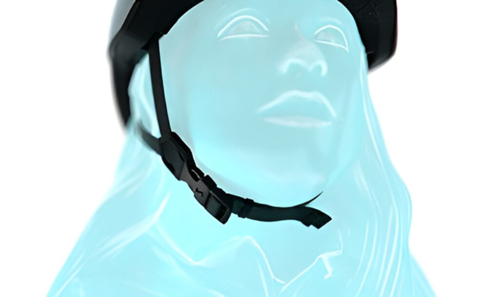 Kask rowerowy LAZER Nutz KinetiCore 2.0 Żółty dla Dzieci (rozmiar 50-56) białe tło podświetlona na niebiesko osoba w kasku zbliżenie na klamrę klamra w kasku została sprytnie umieszczona na policzku eliminuje ryzyko bolesnego szczypania skóry podczas zapinania dzieci mogą łatwo i szybko dopasować kask komfort codziennego użytkowania pozytywne nastawienie do noszenia kasku wspiera bezpieczne poruszanie się